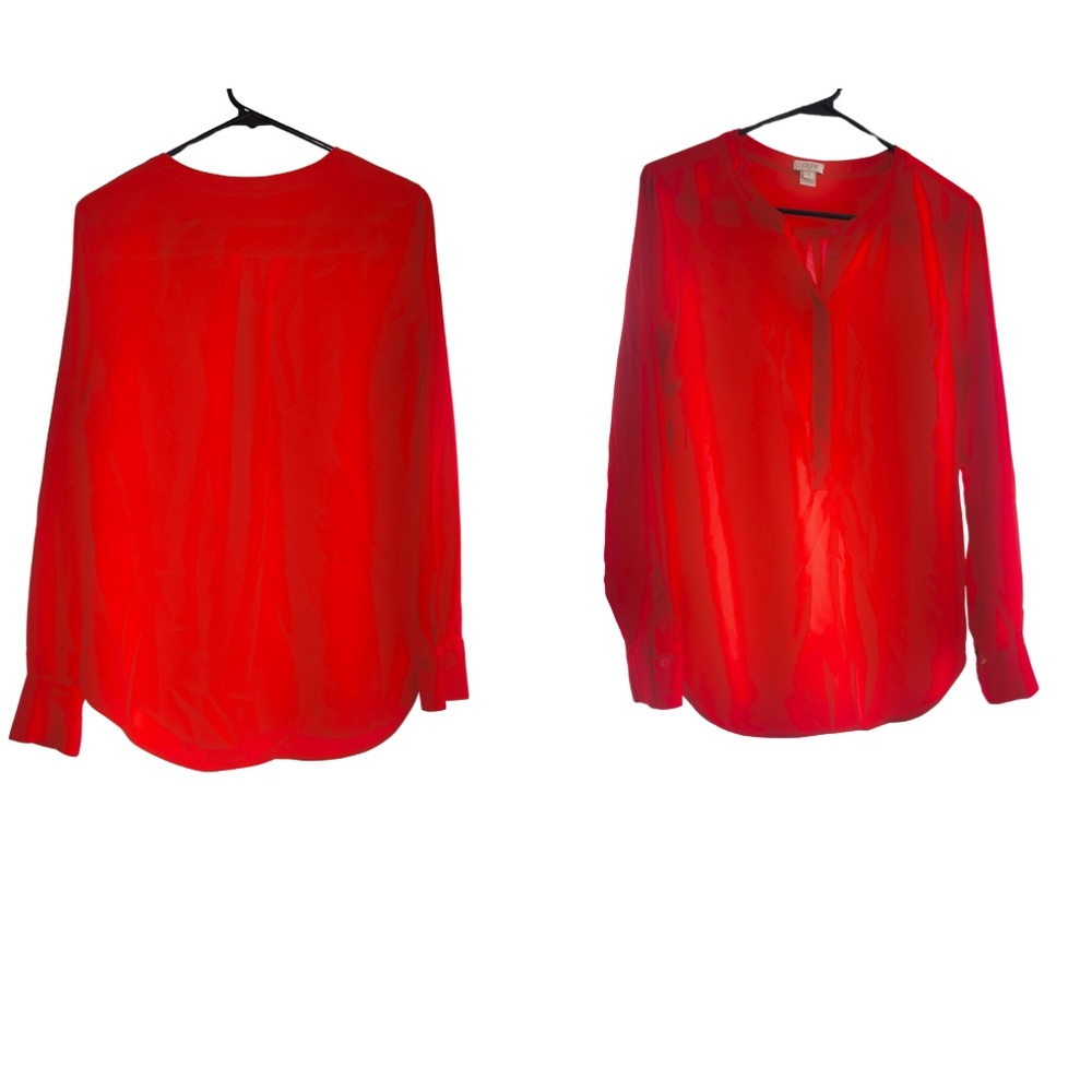 J.Crew Ruby Red Soft Satin Concealed Button Down … - image 1